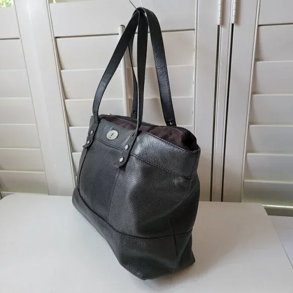 FOSSIL Black Leather Maddox XL Laptop Work Tote Shoulder Bag - Picture 4 of 13